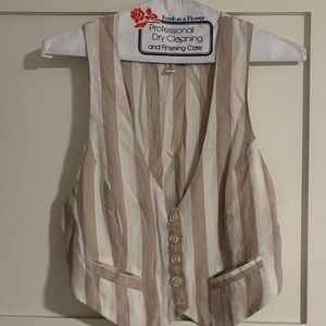 Urban Outfitters Beige and White Striped Vest